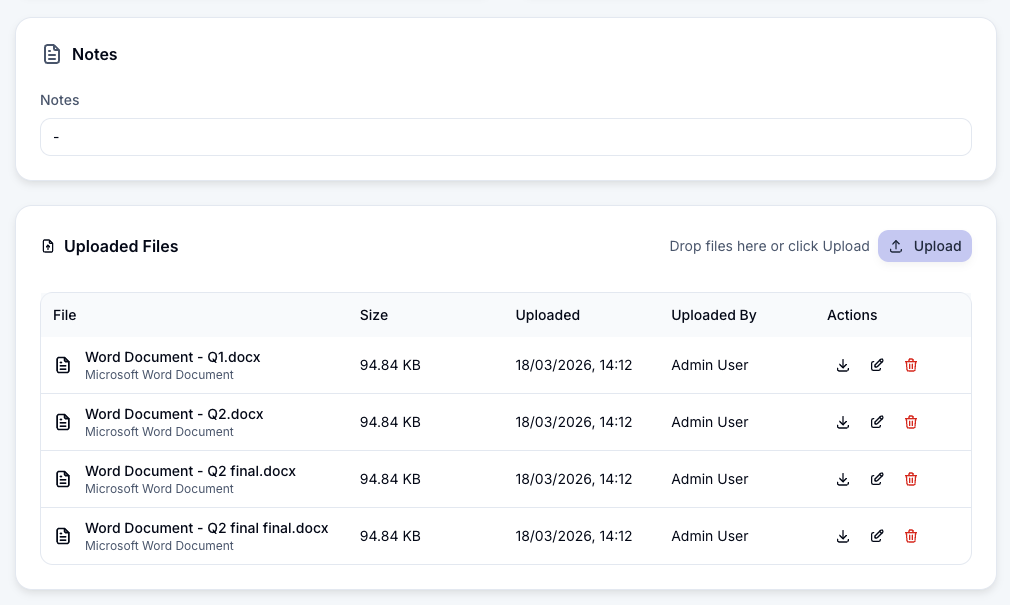 Document storage and operational data in ORIVYS